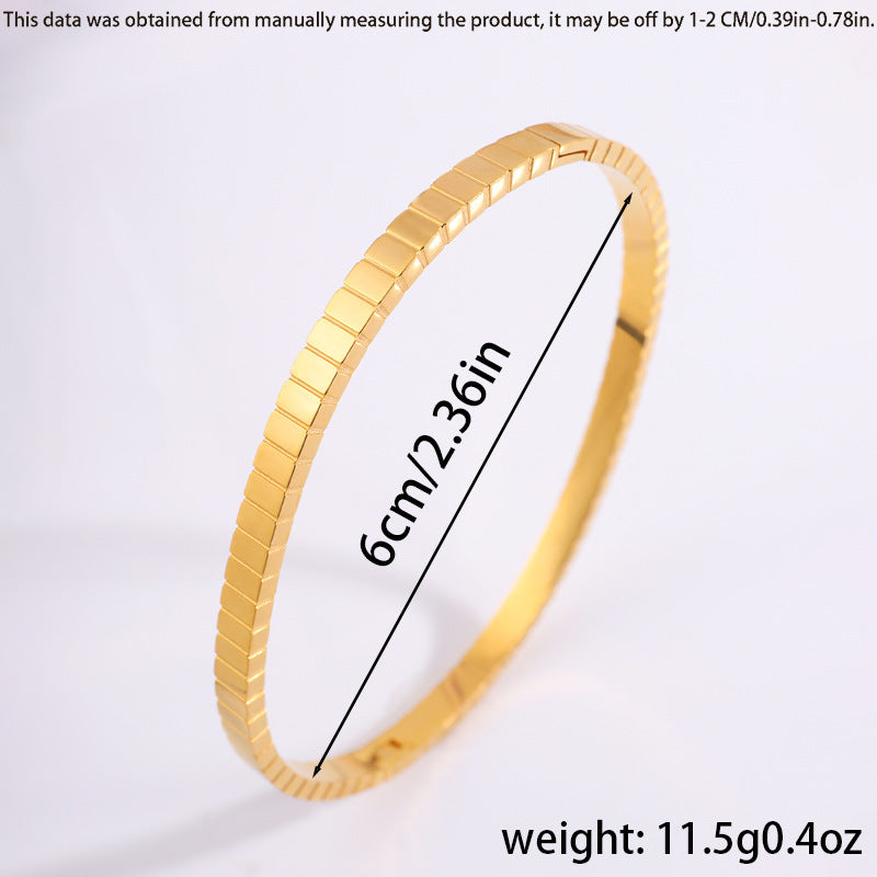 鈦鋼手鐲時尚簡約條紋開口不鏽鋼手鐲女生高級感不掉色百搭手環