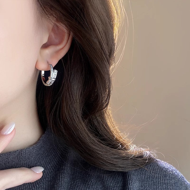 銀針輕奢鋯石几何蝴蝶花朵流蘇耳釘個性冷淡風耳環歐美高級感耳飾