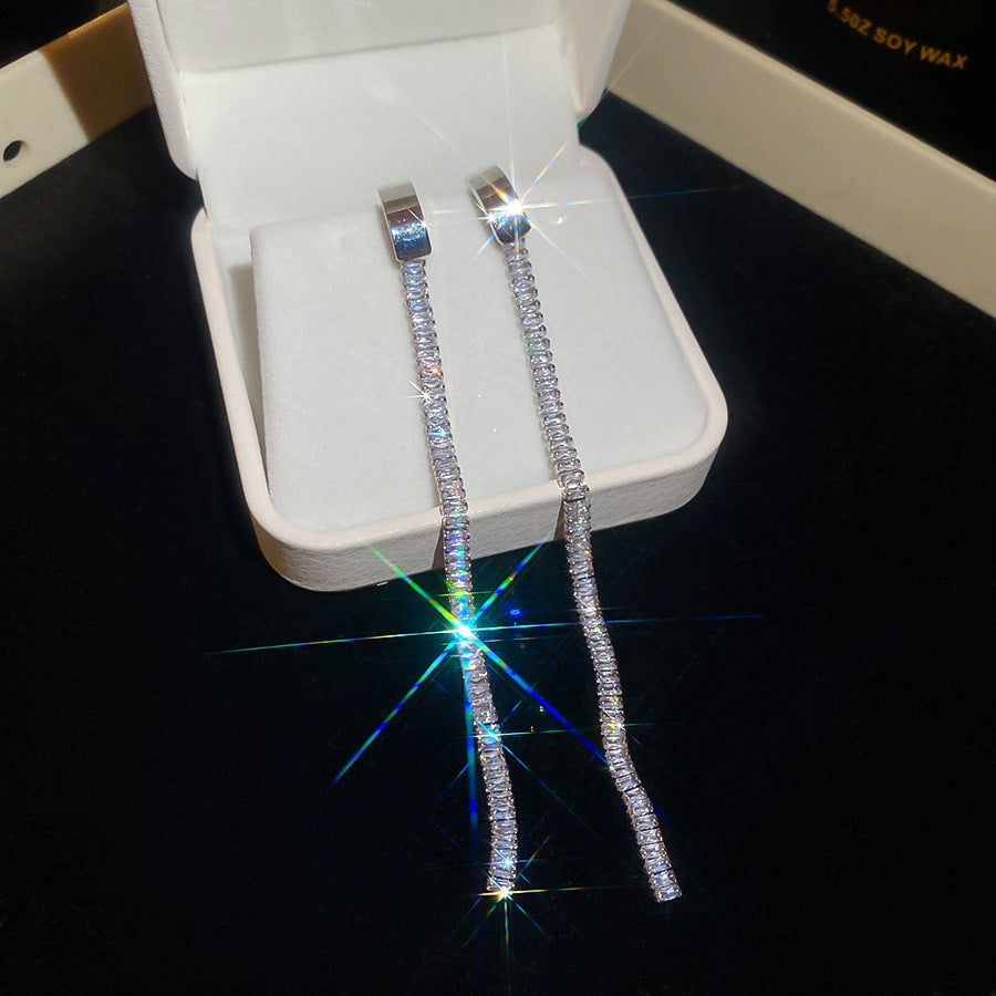 銀針熱銷鑲鑽鋯石水滴蝴蝶流蘇耳環輕奢高級感耳釘耳飾設計感小衆