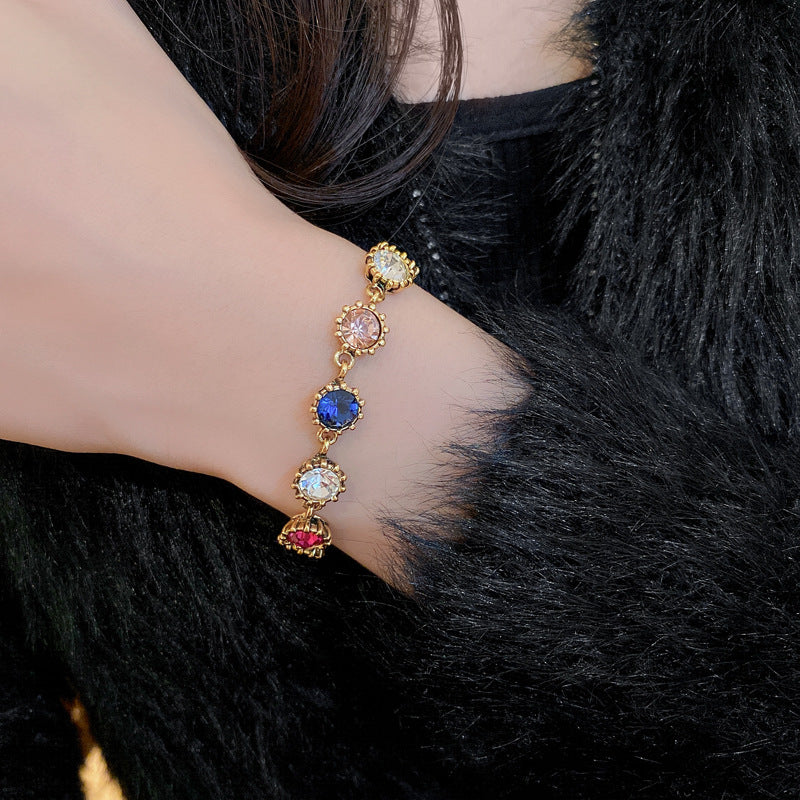 歐美誇張設計彩色鑲鑽項鍊宮廷風個性氣質鎖骨鏈老虎頭復古項飾女