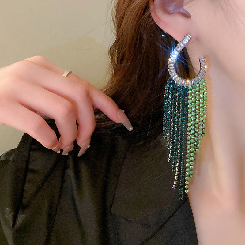 銀針中古vintage綠色鑲鑽蝴蝶珍珠耳環氣質耳墜復古高級感耳飾女