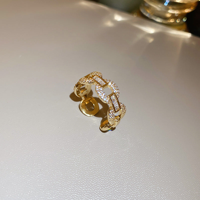 美拉德風人造虎眼石款開口戒指復古個性食指戒氣質時尚高級感手飾