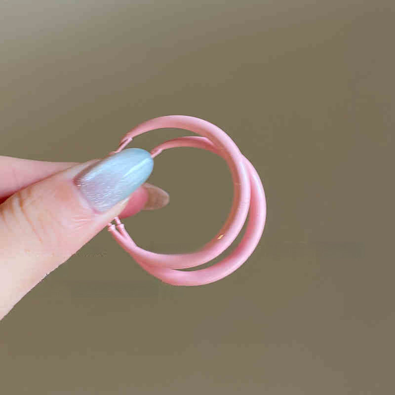 银针多巴胺光面圆形耳圈时尚甜美个性耳环小众简约高级感耳饰