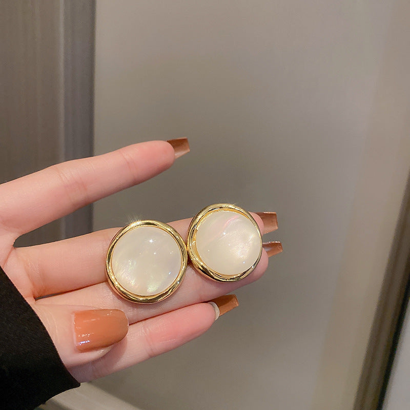 銀針冷淡風透明樹脂水滴花朵珍珠耳環時尚耳釘跨境歐美高級感耳飾