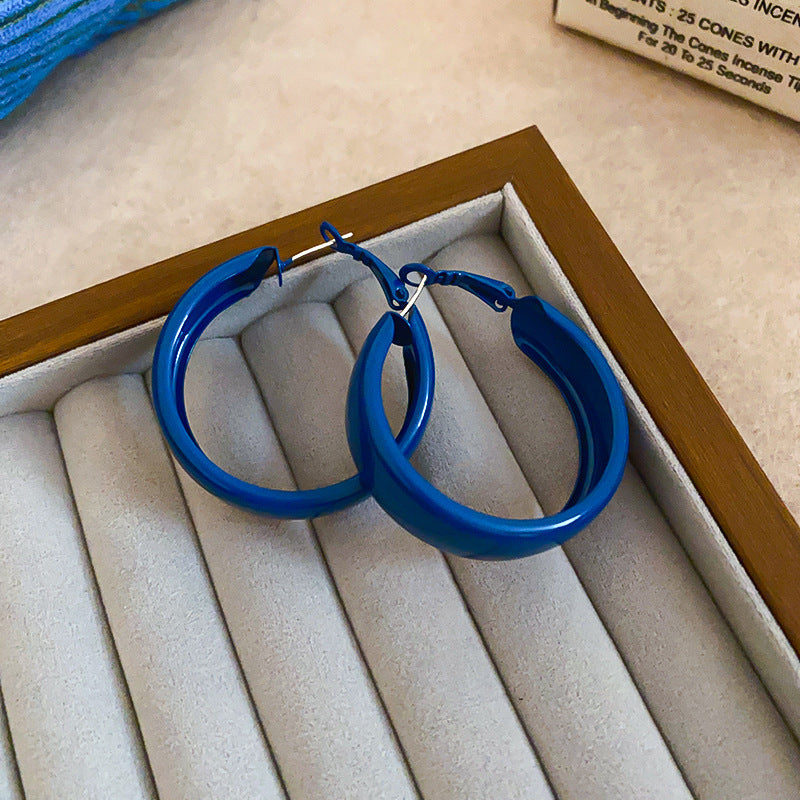 銀針多巴胺彩色耳圈甜美小清新簡約個性耳環設計感小衆歐美耳飾女