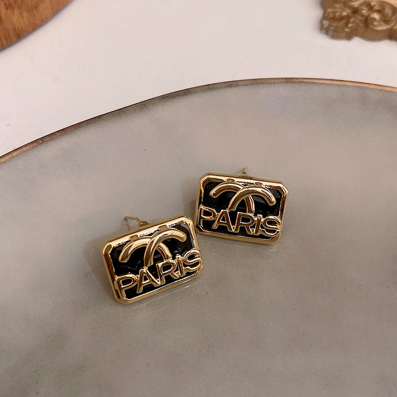 銀針復古花朵愛心字母珍珠耳環法式氣質耳釘輕奢高級感耳飾女