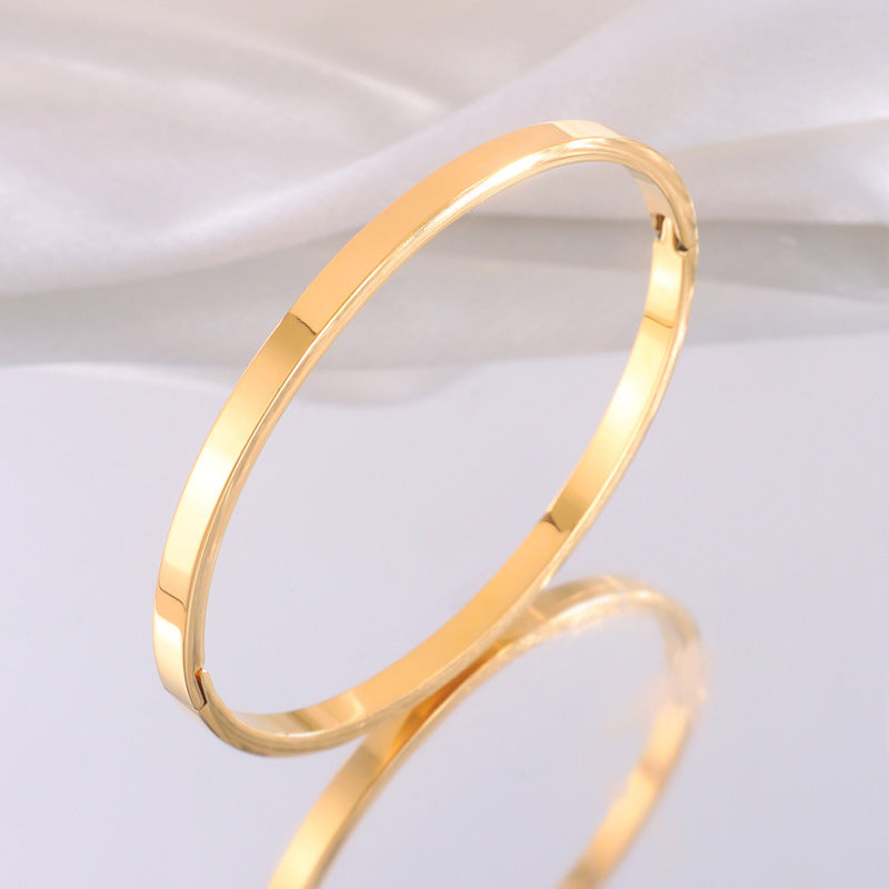 鈦鋼手鐲時尚簡約卡家手鐲女生高級感精緻18k鍍金不掉色手環