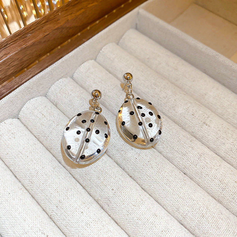 銀針冷淡風透明樹脂水滴花朵珍珠耳環時尚耳釘跨境歐美高級感耳飾