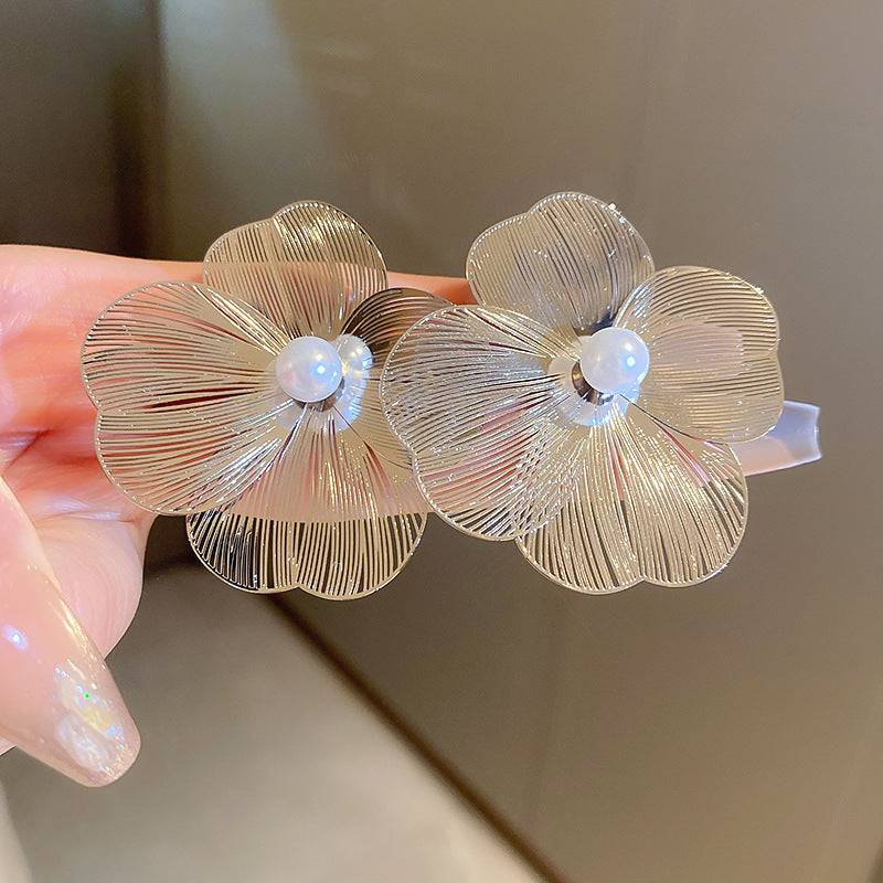 銀針甜美花朵蝴蝶珍珠流蘇耳環時尚潮流耳釘氣質高級感耳飾女