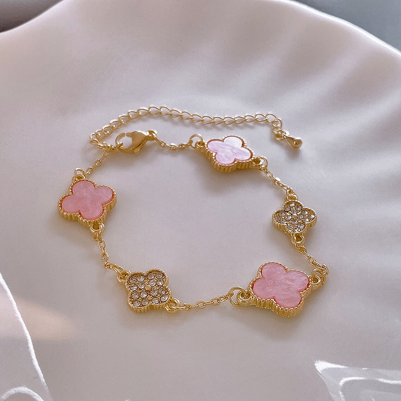 法式輕奢鑲鑽花朵項鍊小衆簡約設計感鎖骨鏈氣質時尚高級感項飾女