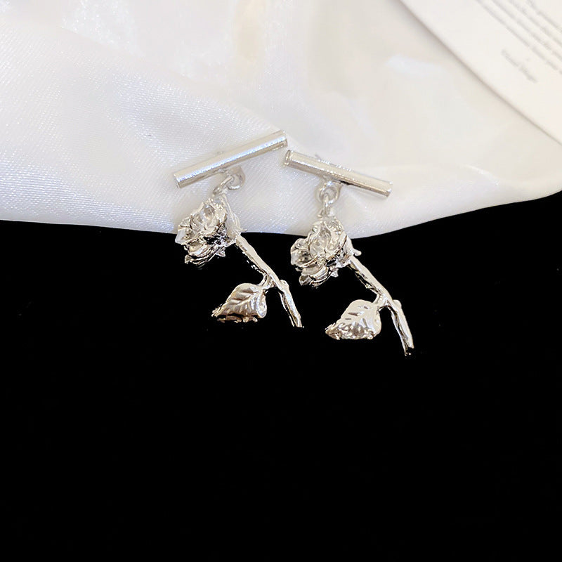 銀針冷淡風透明樹脂水滴花朵珍珠耳環時尚耳釘跨境歐美高級感耳飾