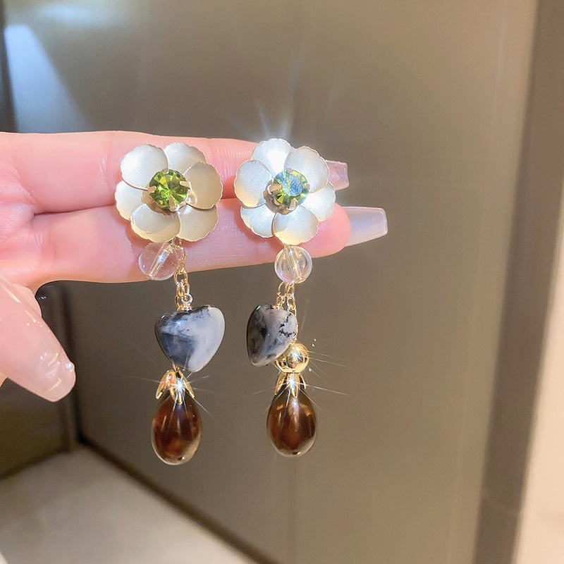 銀針超仙珍珠花朵流蘇耳環氣質時尚耳釘跨境歐美誇張高級感耳飾女