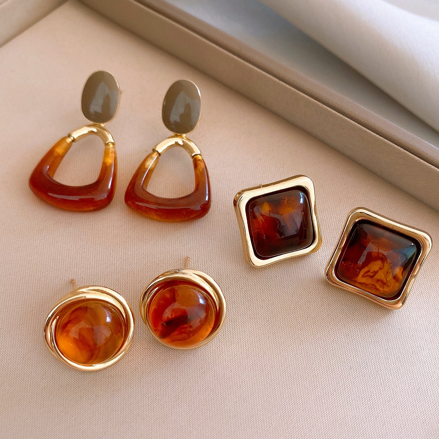 銀針復古美拉德幾何方形耳環輕奢高級感耳釘女時尚耳飾設計感小衆