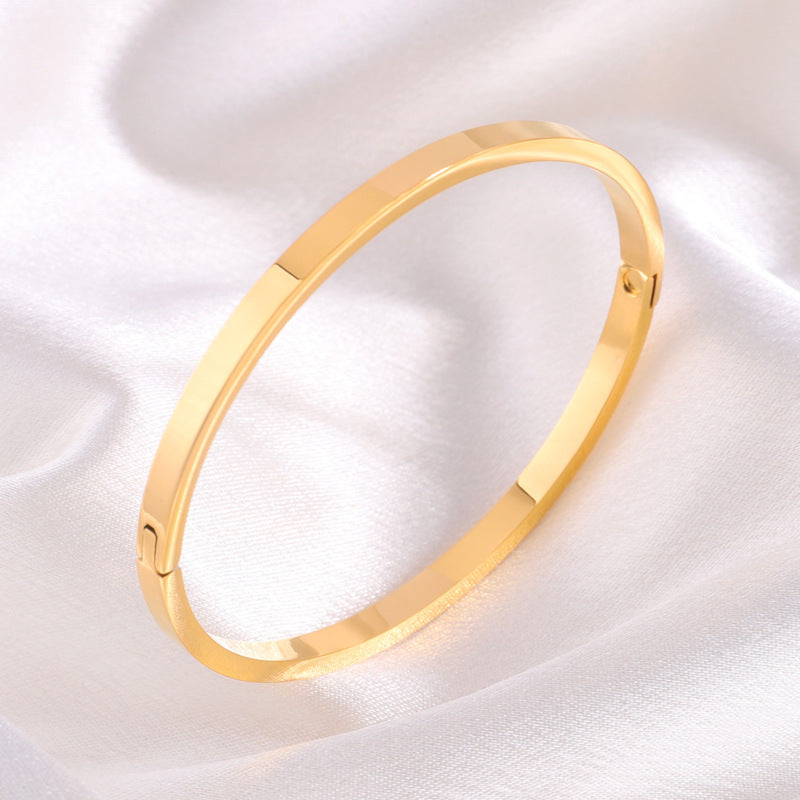 鈦鋼手鐲時尚簡約卡家手鐲女生高級感精緻18k鍍金不掉色手環