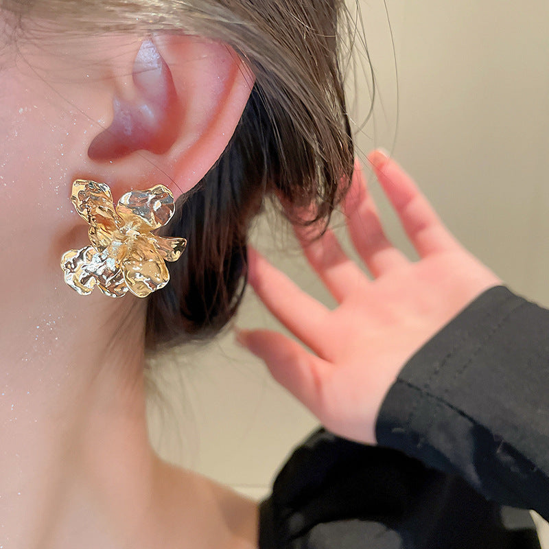 银针欧美跨境花朵几何流苏耳钉时尚金属风耳环轻奢高级感耳饰