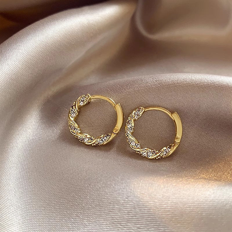 銀針歐美跨境金屬風素圈幾何耳圈氣質個性耳釘耳環誇張高級感耳飾