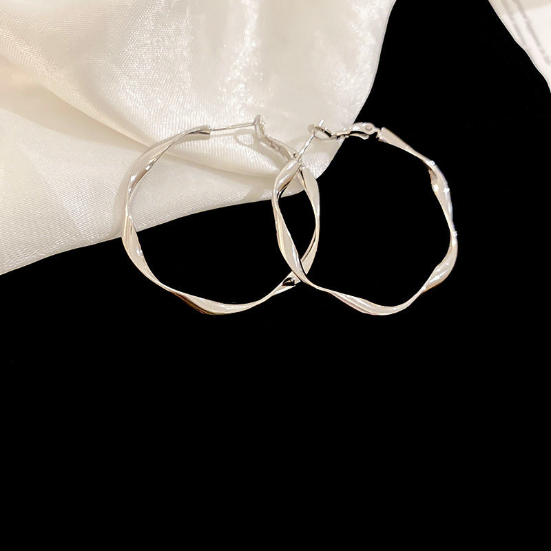 銀針歐美冷淡風鑲鑽愛心圓圈耳圈小衆簡約誇張耳環百搭高級感耳飾