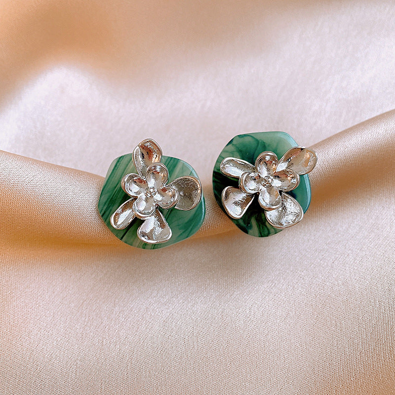 銀針歐美輕奢人造鋯石水晶款愛心耳釘時尚宮廷風耳環高級感耳飾女