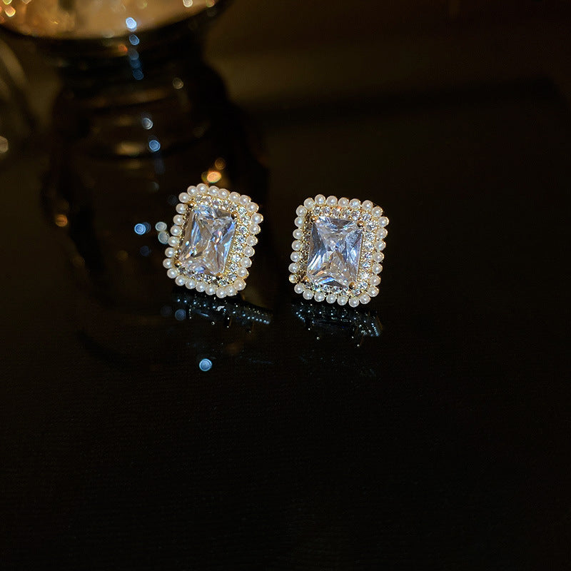 銀針輕奢鋯石几何蝴蝶花朵流蘇耳釘個性冷淡風耳環歐美高級感耳飾