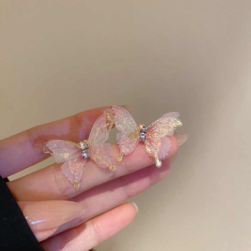 度假風粉色米珠花朵珍珠流蘇耳環少女氛圍感耳釘波西米亞甜美耳飾
