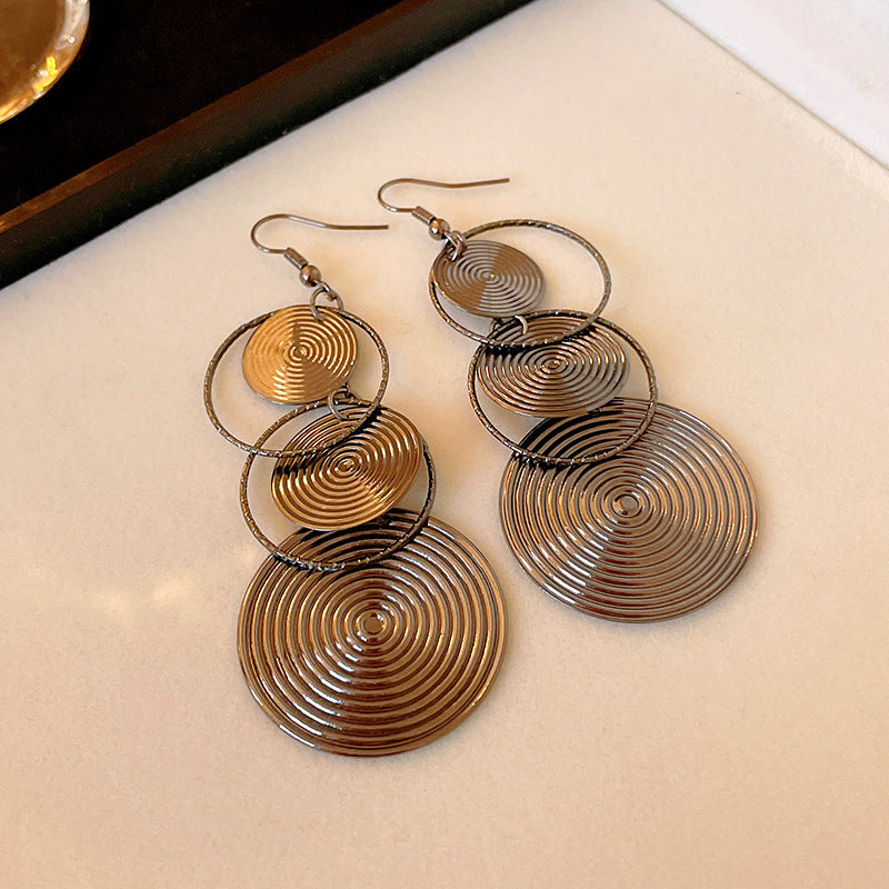 銀針小衆復古C形人造虎眼石耳環氣質設計感耳釘輕奢高級感耳飾女