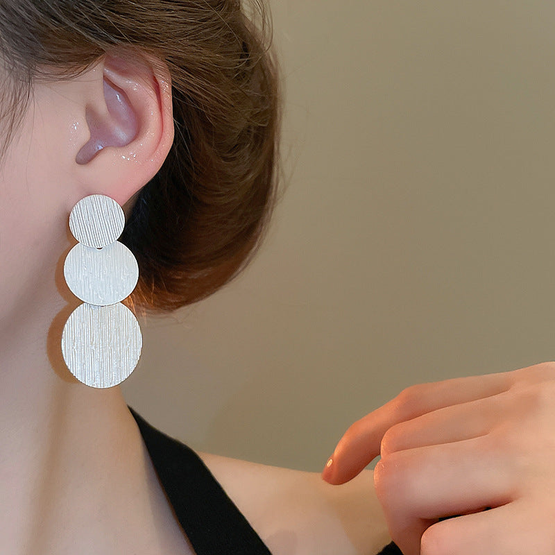 銀針圓圈銀色耳環輕奢高級感耳釘女冷淡風時尚百搭耳飾設計感小衆