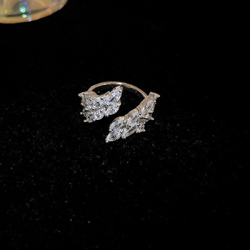 韓國輕奢鋯石圓圈蛇形葫蘆戒指小衆設計感食指戒氣質高級感手飾女